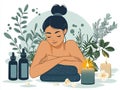 A serene illustration of an aromatherapy massage therapy session in progress. Royalty Free Stock Photo