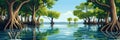 Tranquil Mangrove Forest Scene - Ideal for Environmental Conservation, Ecology, and Nature-Themed Projects