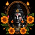 Maha shivratri illustration of trishul damru and flowers with black background shivratri post