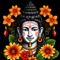 Maha shivratri illustration of trishul damru and flowers with black background shivratri post