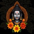 Maha shivratri illustration of trishul damru and flowers with black background shivratri post