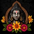 Maha shivratri illustration of trishul damru and flowers with black background shivratri post