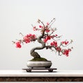 A serene image of a Crabapple Bonsai against a minimalist backdrop Royalty Free Stock Photo