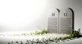 Ancient stone tablets 10 and 11 on a white background Royalty Free Stock Photo