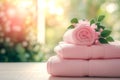 Woman's day relaxation: enjoying spa day with towel wrap and flowers Royalty Free Stock Photo