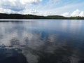 Serene image of a tranquil blue lake on a sunny day in Kangasala, Finland