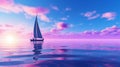 Serene Indigo Sailboat In A Luminous Dreamscape