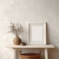 Minimalist Interior Decor with Blank Frame Royalty Free Stock Photo