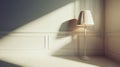 Elegant and Minimalist Interior Room with Soft Sunlight Casting Long Shadows on a Floor and a Stylish Lamp in a Quaint Corner Royalty Free Stock Photo