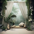 Serene and Inviting Photobooth Setup with Zen-Inspired Oasis