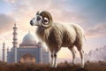 Serene Islamic setting enhances charming sheep illustration
