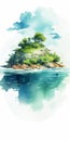 Serene Island: A Digital Watercolor Artwork In Uhd