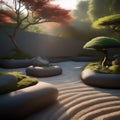 A serene Japanese Zen garden with raked gravel and carefully placed rocks2 Royalty Free Stock Photo