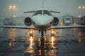 Serene Jet Repose in Rainy Ambiance. Concept Rainy Day, Relaxing Atmosphere, Tranquil Setting,