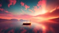 A serene journey across pastel skies and calm waters with beautiful sunset view.