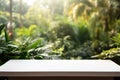 Serene Jungle Escape on White Wooden Tabletop AI Generated