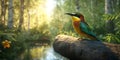 Serene Kingfisher Vibrant Bird in SunDappled Forest Royalty Free Stock Photo