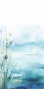 Serene Lagoon: Abstract Watercolor Grass Nature Background Wallpaper