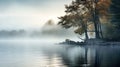 serene lake fog
