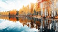 Autumn Forest And River: A Stunning Uhd Image In Turquoise And Orange