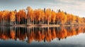 Autumn Trees Reflected On A Colorful Lake - 8k Nature-inspired Terragen Installations