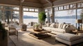 serene lake home interior Royalty Free Stock Photo