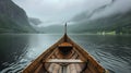 Serene Lake Journey in a Wooden Boat
