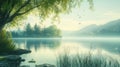 Serene Lake Mist Morning Landscape Royalty Free Stock Photo