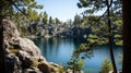 Crag Of A Lake: A Stunning Blue Beauty Amidst Pine Trees