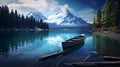 Serene Lake with Old Boat and Snowy Mountains - A Captivating Winter Escape