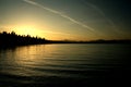 Serene lake sunset