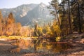 Serene lake surrounded by a colorful autumn mountain landscape Royalty Free Stock Photo