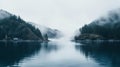 Serene Fog-filled Lake In Japanese-inspired Forest