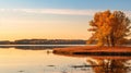 Autumn Splendor: Serene Wetland With Vibrant Colors Reflecting On Calm Water Royalty Free Stock Photo