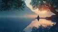 Serene Lakeside Meditation at Sunrise