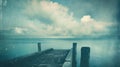 Serene Lakeside Pier under a Dreamy Sky Royalty Free Stock Photo