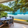 565 Serene Lakeside View: A serene and tranquil background featuring a lakeside view in soothing and natural colors that create