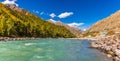 Baspa river valley near Chitkul village of Himachal Pradesh  India. Royalty Free Stock Photo