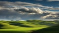 Captivating Beauty: Grassy Rolling Hills With Dramatic Splendor