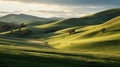 Captivating Green Hills In The Field: A Serene And Tranquil Scene