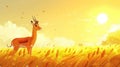 Majestic Impala Gazelle in Golden Savannah Sunset Royalty Free Stock Photo