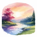 Serene landscape with stunning gradient cascade