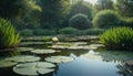 Serene Lily Pond at Twilight Royalty Free Stock Photo