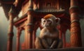 Serene Little Chinese Monkey in the Temple