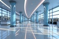 Serene and luxurious hospital corridor, abstractly blurred for a soothing ambiance