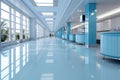 Serene and luxurious hospital corridor, abstractly blurred for a soothing ambiance