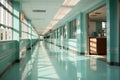 Serene and luxurious hospital corridor, abstractly blurred for a soothing ambiance