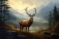 Serene Magic deer nature. Generate Ai