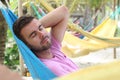 Serene man enjoying a hammock Royalty Free Stock Photo