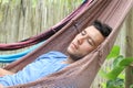 Serene man enjoying a hammock Royalty Free Stock Photo